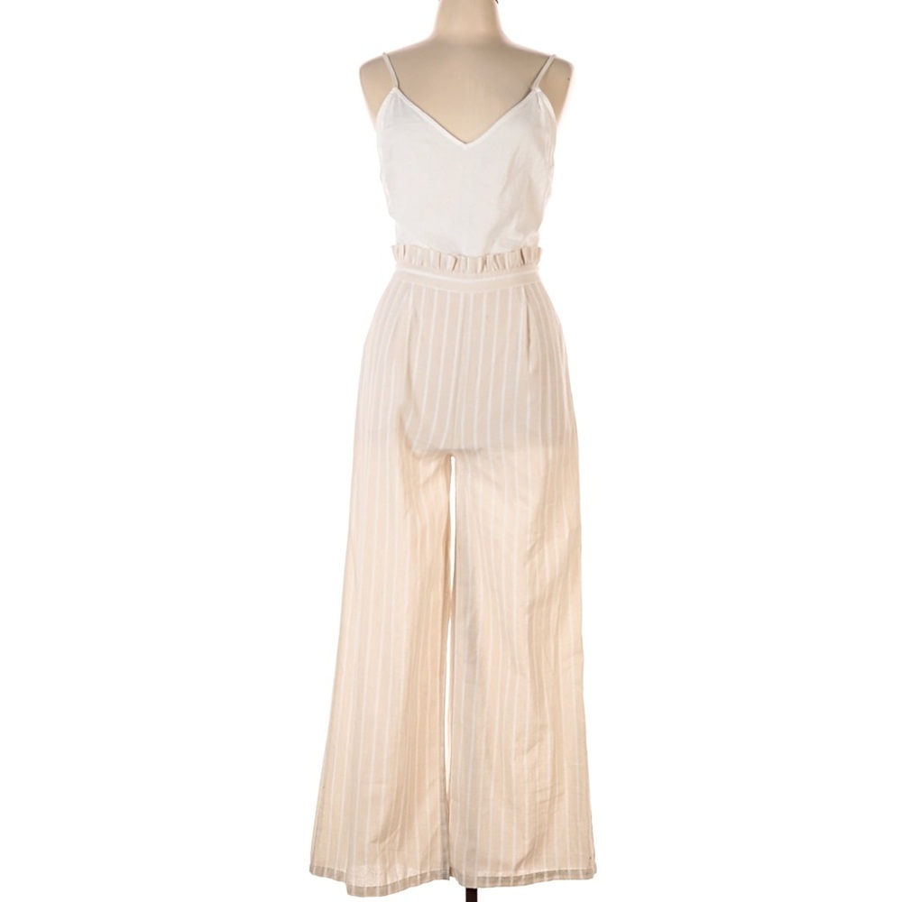 Blu Pepper Cream and White Striped Linen Jumpsuit